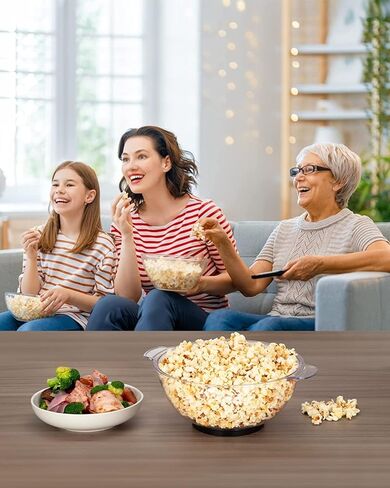 آلة الفشار الكهربائية بوبر الزيت الساخن، 2 في 1 التحريك التلقائي لصانع الفشار بالزيت الساخن وآلة الشواية، غطاء كبير لتقديم الوعاء، 2 ملاعق قياس، 16 كوب للمنزل والحفلات والأطفال والوجبات الخفيفة الصحية الليلية in Kuwait