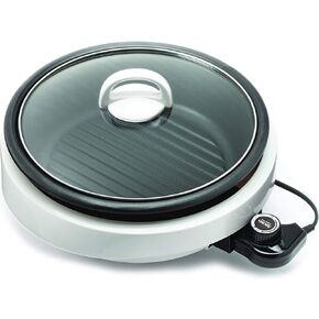 Aroma Housewares ASP-137B Grillet 3Qt. 3-in-1 Cool-Touch Electric Indoor Grill Portable, Dishwasher Safe, with 10 in. Nonstick Pan & Tempered Glass Lid, Black