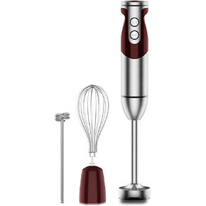 MegaWise 5-in-1 Immersion Hand Blender Set with Variable Speed, 400W, Stainless Steel - Includes Chopper, Whisk, Milk Frother, and Beaker - Ideal for Soups, Smoothies, Baby Food & More (RED) in Kuwait