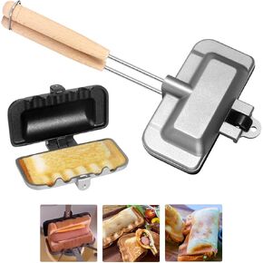 صانع الساندويتش الساخن من سوتنغ، محمصة ساندويتش مزدوجة الجوانب، صينية خبز ساندويتش توست مع مقبض قابل للإزالة، صانع ساندويتش غير لاصق بالجبن المشوي، مقلاة شواء قلابة لعجة فطائر التوست in Kuwait