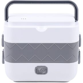 Portable Electric Heating Bento Lunch Box,Food Storage Warmer Container Rice Cooker Food Steamer (1.3L-Brown)