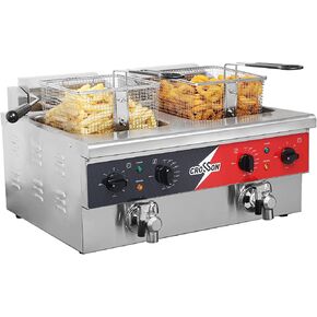 CROSSON 6L Electric Countertop Deep Fryer Extra Large with Drain,Timer,Basket and Lid for Restaurant Use 120V,1800W Commercial Deep Fryers in Saudi Arabia