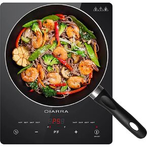 CIARRA CATIH1 1800W Portable Induction Cooktop, Ultra Slim Single Electric Countertop Burner with Sensor Touch and Digital timer ETL Approved in Kuwait