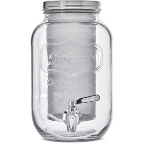 ماكينة تحضير القهوة الباردة الفاخرة سعة 1 جالون - موزع زجاجي قوي سعة 4 كوارت مع موزع حنفية معدنية وفلتر معدني وغطاء معدني محكم الغلق - للتخمير البارد بكميات كبيرة كيتشن تولز in Kuwait