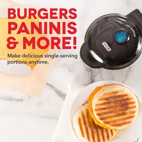 Dash Mini Maker Portable Grill Machine + Panini Press for Gourmet Burgers, Sandwiches, Chicken + Other On the Go Breakfast, Lunch, or Snacks with Recipe Guide - Aqua in Saudi Arabia