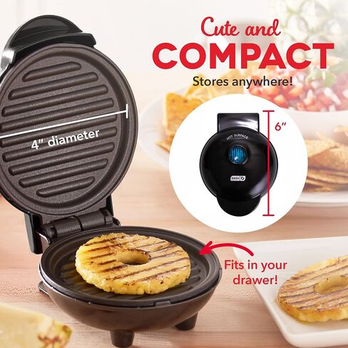 Dash Mini Maker Portable Grill Machine + Panini Press for Gourmet Burgers, Sandwiches, Chicken + Other On the Go Breakfast, Lunch, or Snacks with Recipe Guide - Aqua in Saudi Arabia