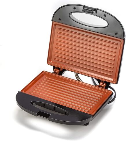 ZENITH Zenith Electric Indoor Panini Grill Maker with Zera Copper Non-Stick Grilling Plates, Countertop Bread Toaster Easy Storage 77062 0 in Kuwait