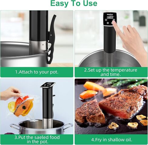 آلة طباخ Keylitos Sous Vide بقدرة 1100 واط، IPX7، طباخ دقيق Sous Vide مقاوم للماء، جهاز غمر دائري فائق الهدوء وسريع التسخين، طباخ دقيق مع درجة حرارة دقيقة وتحكم في المؤقت in Kuwait