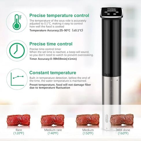 آلة طباخ Keylitos Sous Vide بقدرة 1100 واط، IPX7، طباخ دقيق Sous Vide مقاوم للماء، جهاز غمر دائري فائق الهدوء وسريع التسخين، طباخ دقيق مع درجة حرارة دقيقة وتحكم في المؤقت in Kuwait