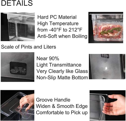 Sous Vide Container with Lid 11 Liter/12 Quarts for Virtually All Immersion Circulators Cookers Crystal Clear Transparent Polycarbonate Accessories Kit (12 Quats with Lid) in Saudi Arabia