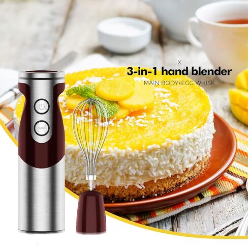 MegaWise 5-in-1 Immersion Hand Blender Set with Variable Speed, 400W, Stainless Steel - Includes Chopper, Whisk, Milk Frother, and Beaker - Ideal for Soups, Smoothies, Baby Food & More (RED) in Kuwait