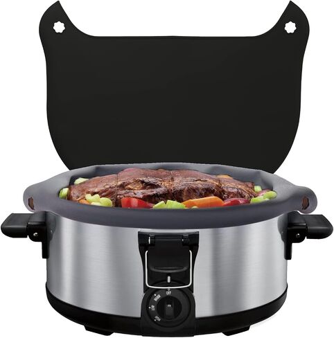 Silicone Slow Cooker Liners, Reusable Crock Pot Liners, Silicone Crockpot Liner for 6,7,8 Quarts Crockpot, Slow Cooker Cooking Bags for Oval or Round Pot (Black) in Saudi Arabia