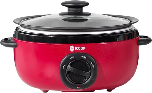 ICOOK USC-65-OP001BL 6.5 Quart Slow Cooker,Aluminium Sear/Sauté Stew Pot Stovetop safe,Dishwasher Safe,Glass Lid,Adjustable Temp,Food Warmer(Blue) in Saudi Arabia