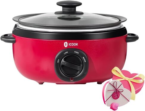 ICOOK USC-65-OP001BL 6.5 Quart Slow Cooker,Aluminium Sear/Sauté Stew Pot Stovetop safe,Dishwasher Safe,Glass Lid,Adjustable Temp,Food Warmer(Blue) in Saudi Arabia