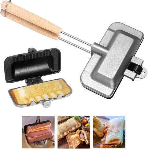 صانع الساندويتش الساخن من سوتنغ، محمصة ساندويتش مزدوجة الجوانب، صينية خبز ساندويتش توست مع مقبض قابل للإزالة، صانع ساندويتش غير لاصق بالجبن المشوي، مقلاة شواء قلابة لعجة فطائر التوست in Kuwait