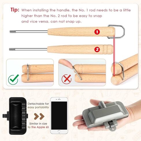 صانع الساندويتش الساخن من سوتنغ، محمصة ساندويتش مزدوجة الجوانب، صينية خبز ساندويتش توست مع مقبض قابل للإزالة، صانع ساندويتش غير لاصق بالجبن المشوي، مقلاة شواء قلابة لعجة فطائر التوست in Kuwait