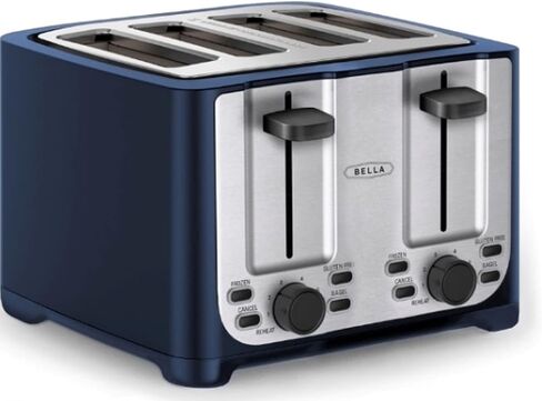 BELLA 2 Slice Toaster with Auto Shut Off - Extra Wide Slots & Removable Crumb Tray and Cancel, Defrost & Reheat Function - Toast Bread, Bagel & Waffle, Aqua in Saudi Arabia