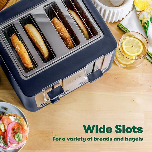 BELLA 2 Slice Toaster with Auto Shut Off - Extra Wide Slots & Removable Crumb Tray and Cancel, Defrost & Reheat Function - Toast Bread, Bagel & Waffle, Aqua in Saudi Arabia