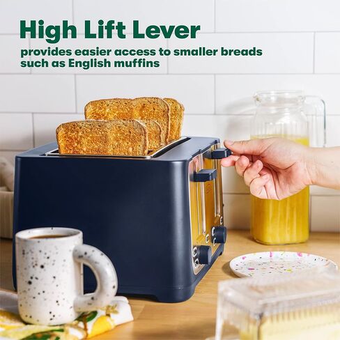 BELLA 2 Slice Toaster with Auto Shut Off - Extra Wide Slots & Removable Crumb Tray and Cancel, Defrost & Reheat Function - Toast Bread, Bagel & Waffle, Aqua in Saudi Arabia