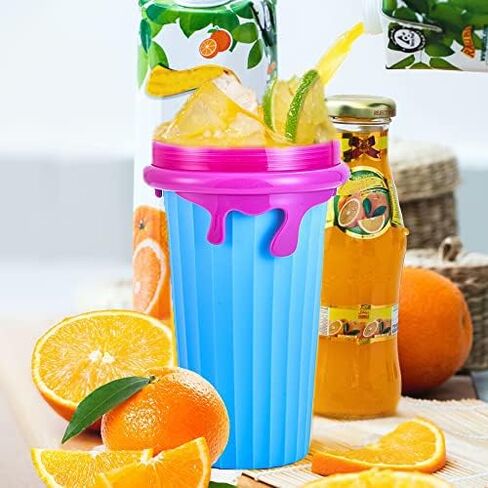 كوب صنع السلاشي من نوجيك، كوب مطور سعة 500 مل تيك توك، كوب سحري قابل للضغط، كوب للتبريد، كوب للتجميد والحليب المخفوق والسموذي، اشياء رائعة للاطفال والمراهقين (ازرق) in Kuwait