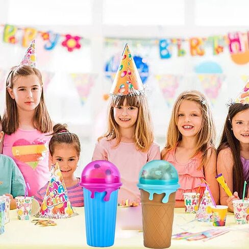 كوب صنع السلاشي من نوجيك، كوب مطور سعة 500 مل تيك توك، كوب سحري قابل للضغط، كوب للتبريد، كوب للتجميد والحليب المخفوق والسموذي، اشياء رائعة للاطفال والمراهقين (ازرق) in Kuwait