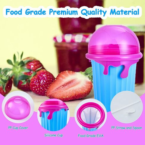 كوب صنع السلاشي من نوجيك، كوب مطور سعة 500 مل تيك توك، كوب سحري قابل للضغط، كوب للتبريد، كوب للتجميد والحليب المخفوق والسموذي، اشياء رائعة للاطفال والمراهقين (ازرق) in Kuwait