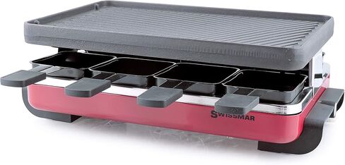 Swissmar KF-77041 Classic 8-Person Raclette Party Grill with Reversible Cast Aluminum Non-Stick Grill Plate/Crepe Top, Black in Saudi Arabia