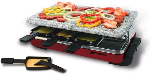 Swissmar KF-77041 Classic 8-Person Raclette Party Grill with Reversible Cast Aluminum Non-Stick Grill Plate/Crepe Top, Black in Saudi Arabia
