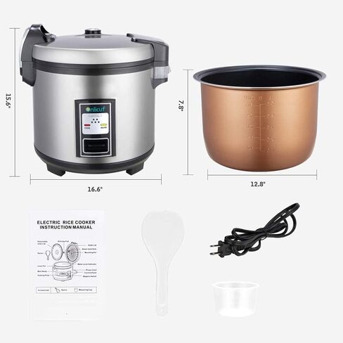 Onlicuf Commercial Electric Stainless Steel Rice Cooker 60-Cup Cooked (30-Cup UNCOOKED) 1350W for Restaurant in Kuwait