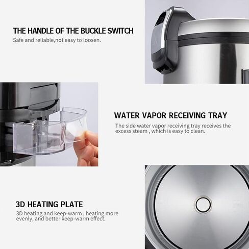 Onlicuf Commercial Electric Stainless Steel Rice Cooker 60-Cup Cooked (30-Cup UNCOOKED) 1350W for Restaurant in Kuwait