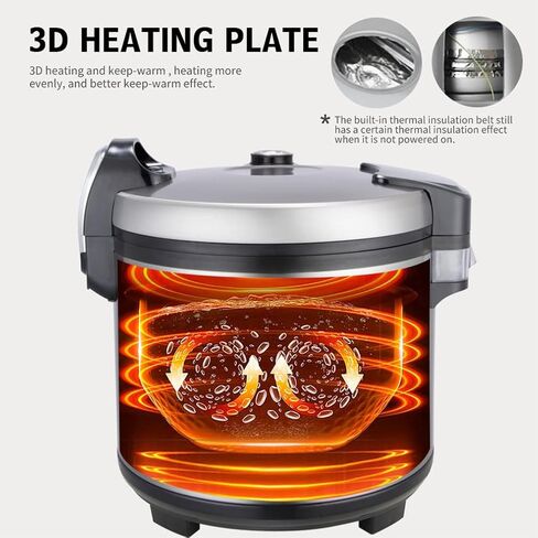 Onlicuf Commercial Electric Stainless Steel Rice Cooker 60-Cup Cooked (30-Cup UNCOOKED) 1350W for Restaurant in Kuwait