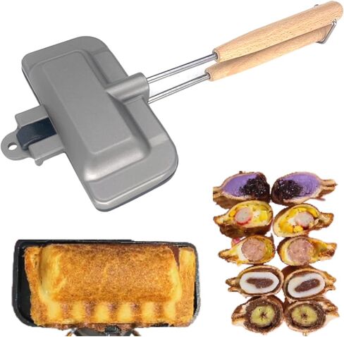 Sandwich Maker, Breakfast Sandwich Maker Non-Stick Surface Stovetop Sandwich Press Double-Sided Sandwich Baking Pan for Breakfast Grilled Cheese Egg Bacon Toast Omelets and Steak in Saudi Arabia