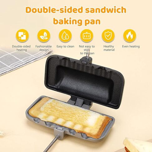 Sandwich Maker, Breakfast Sandwich Maker Non-Stick Surface Stovetop Sandwich Press Double-Sided Sandwich Baking Pan for Breakfast Grilled Cheese Egg Bacon Toast Omelets and Steak in Saudi Arabia