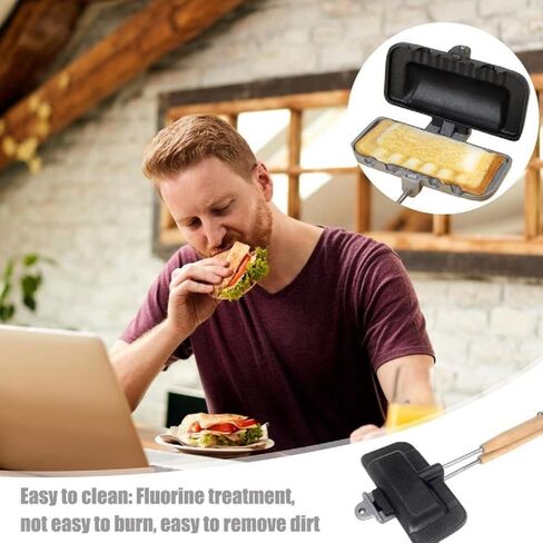 Sandwich Maker, Breakfast Sandwich Maker Non-Stick Surface Stovetop Sandwich Press Double-Sided Sandwich Baking Pan for Breakfast Grilled Cheese Egg Bacon Toast Omelets and Steak in Saudi Arabia