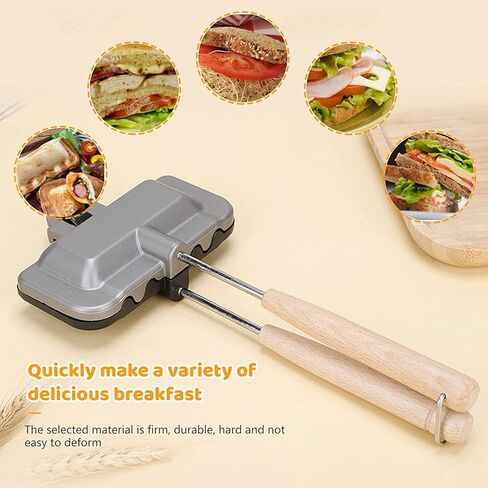 Sandwich Maker, Breakfast Sandwich Maker Non-Stick Surface Stovetop Sandwich Press Double-Sided Sandwich Baking Pan for Breakfast Grilled Cheese Egg Bacon Toast Omelets and Steak in Saudi Arabia