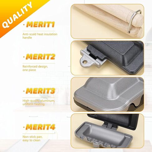Sandwich Maker, Breakfast Sandwich Maker Non-Stick Surface Stovetop Sandwich Press Double-Sided Sandwich Baking Pan for Breakfast Grilled Cheese Egg Bacon Toast Omelets and Steak in Saudi Arabia