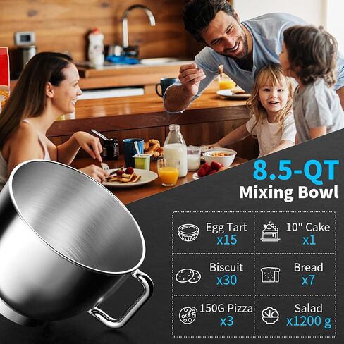 Stand Mixer CWIIM 8.5Qt 660W mixers kitchen electric stand mixer 6+P Speed stand up mixer with Dough Hook, Flat Beater, Whisk, Splash Guard, for dough mixer Baking Bread Cake Cookie Salad Egg (Black) in Saudi Arabia