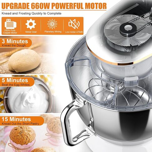 Stand Mixer CWIIM 8.5Qt 660W mixers kitchen electric stand mixer 6+P Speed stand up mixer with Dough Hook, Flat Beater, Whisk, Splash Guard, for dough mixer Baking Bread Cake Cookie Salad Egg (Black) in Saudi Arabia