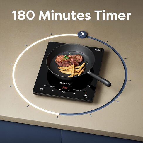 CIARRA CATIH1 1800W Portable Induction Cooktop, Ultra Slim Single Electric Countertop Burner with Sensor Touch and Digital timer ETL Approved in Kuwait