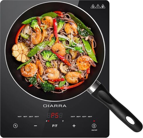 CIARRA CATIH1 1800W Portable Induction Cooktop, Ultra Slim Single Electric Countertop Burner with Sensor Touch and Digital timer ETL Approved in Kuwait