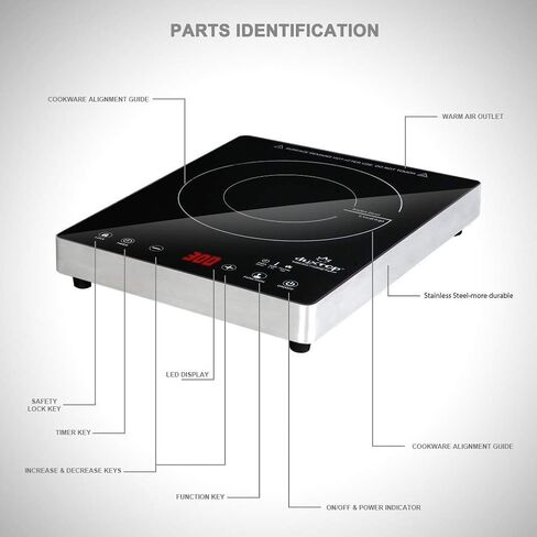 Duxtop Portable Induction Cooktop, High End Full Glass Induction Burner with Sensor Touch, 1800W Countertop Burner with Stainless Steel Housing, E200A, Black in Saudi Arabia