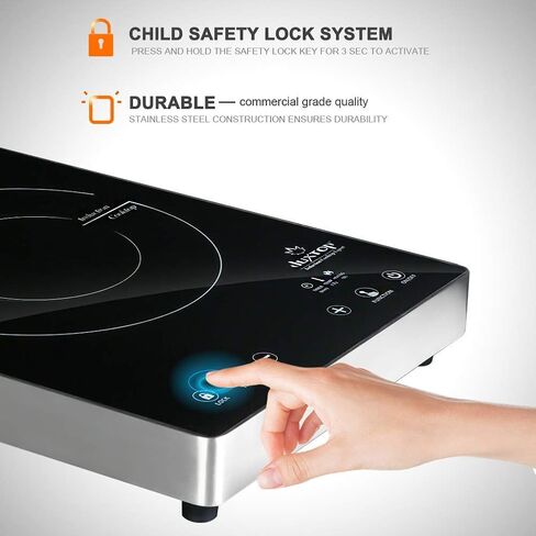 Duxtop Portable Induction Cooktop, High End Full Glass Induction Burner with Sensor Touch, 1800W Countertop Burner with Stainless Steel Housing, E200A, Black in Saudi Arabia
