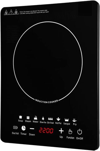 Portable Induction Burner, 2200W Electric Induction Countertop Burner with Touch Panel, 8 Cooking Preset Programs, Power & Temp Adjustable, LCD Display, Auto Pot Detection & Auto Shut-off, Hot Plate Cooker with 3-Hour Timer in Saudi Arabia