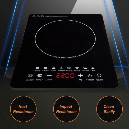 Portable Induction Burner, 2200W Electric Induction Countertop Burner with Touch Panel, 8 Cooking Preset Programs, Power & Temp Adjustable, LCD Display, Auto Pot Detection & Auto Shut-off, Hot Plate Cooker with 3-Hour Timer in Saudi Arabia