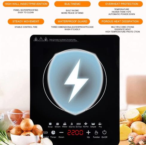 Portable Induction Burner, 2200W Electric Induction Countertop Burner with Touch Panel, 8 Cooking Preset Programs, Power & Temp Adjustable, LCD Display, Auto Pot Detection & Auto Shut-off, Hot Plate Cooker with 3-Hour Timer in Saudi Arabia