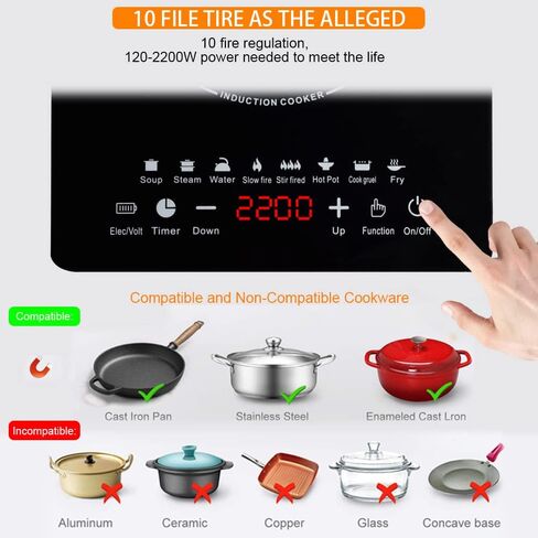 Portable Induction Burner, 2200W Electric Induction Countertop Burner with Touch Panel, 8 Cooking Preset Programs, Power & Temp Adjustable, LCD Display, Auto Pot Detection & Auto Shut-off, Hot Plate Cooker with 3-Hour Timer in Saudi Arabia