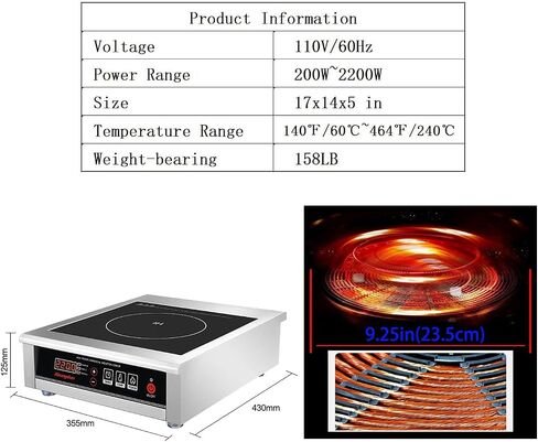 2200W/110V Commercial Induction Cooktop Countertop Burners Induction Hot Plate for Cooking Abangdun in Kuwait