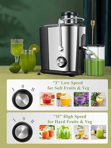 عصارة، آلات عصارة سهلة التنظيف، مستخرج عصارة بمجرى تغذية 3 بوصات للخضروات والفواكه الكاملة، سرعتان للتحكم في الفواكه الناعمة والصلبة، مع فرشاة سهلة التنظيف، وظيفة مضادة للتنقيط ومضادة للانزلاق in Kuwait