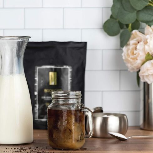 ماكينة تحضير القهوة الباردة الفاخرة سعة 1 جالون - موزع زجاجي قوي سعة 4 كوارت مع موزع حنفية معدنية وفلتر معدني وغطاء معدني محكم الغلق - للتخمير البارد بكميات كبيرة كيتشن تولز in Kuwait