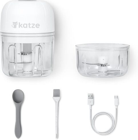 KATZE Electric Mini Food Chopper – Small Processor For Garlic, Onion, Vegetables, Fruit Salad, Dicing & Puree – Mincer For Kitchen (White, 250 ml) in Saudi Arabia